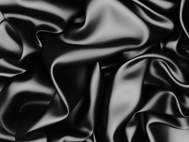 Soyut arka plan lüks kumaş dalgaları. Koyu dalgalı yumuşak kırışık kumaş. 3d resimleme