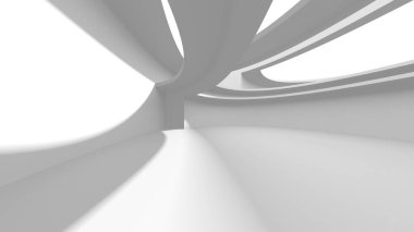 Beyaz Modern Arkaplan. Soyut Bina Konsepti. 3d Hazırlama