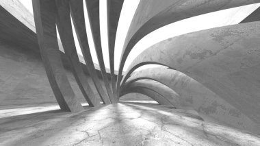 Soyut mimari arka plan. İçi boş beton döşeme. 3d hazırlayıcı