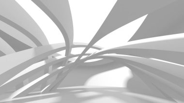 Beyaz Modern Arkaplan. Soyut Bina Konsepti. 3d Hazırlama