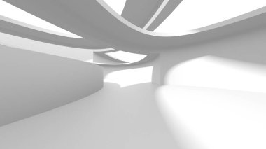 Beyaz Modern Arkaplan. Soyut Bina Konsepti. 3d Hazırlama