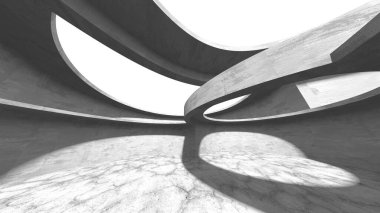 Dark Beton Duvar Mimarisi. Boş Oda. 3d Görüntüleme