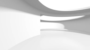Soyut Beyaz Mimari Tasarım Konsepti. 3d Görüntüleme