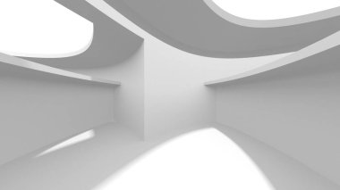 Soyut Beyaz Mimari Tasarım Konsepti. 3d Görüntüleme