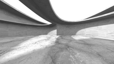 Dark Beton Duvar Mimarisi. Boş Oda. 3d Görüntüleme