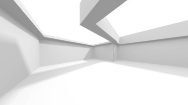 Beyaz Modern Arkaplan. Soyut Bina Konsepti. 3d Hazırlama