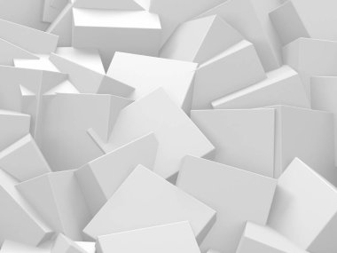 Beyaz küp yapısı. Soyut fütüristik geçmiş. 3d hazırlayıcı