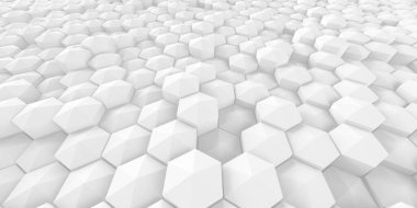 Beyaz Geometrik Altıgen Soyut Arkaplan. 3d Hazırlama