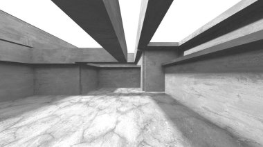 Soyut mimari arka plan. İçi boş beton döşeme. 3d hazırlayıcı