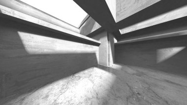 Soyut mimari arka plan. İçi boş beton döşeme. 3d hazırlayıcı