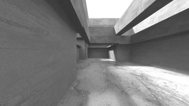 Soyut mimari arka plan. İçi boş beton döşeme. 3d hazırlayıcı