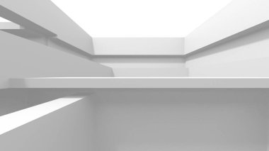 Beyaz Modern Arkaplan. Soyut Bina Konsepti. 3d Hazırlama