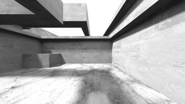 Soyut mimari arka plan. İçi boş beton döşeme. 3d hazırlayıcı