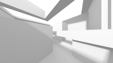 Soyut Beyaz Mimari Tasarım Konsepti. 3d Görüntüleme