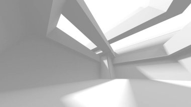 Soyut Beyaz Mimari Tasarım Konsepti. 3d Görüntüleme