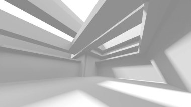 Soyut Beyaz Mimari Tasarım Konsepti. 3d Görüntüleme