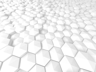 Beyaz Geometrik Altıgen Soyut Arkaplan. 3d Hazırlama