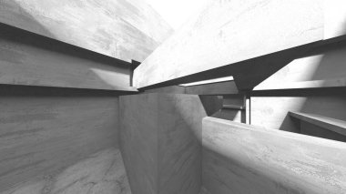 Dark Beton Duvar Mimarisi. Boş Oda. 3d Görüntüleme