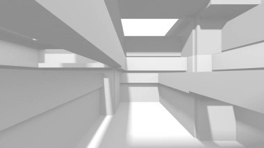 Soyut Beyaz Mimari Tasarım Konsepti. 3d Görüntüleme