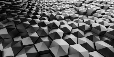 Krom Metalik Altıgen Parlak Fütürist Arkaplan. 3d Hazırlama