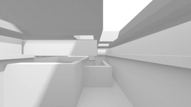 Soyut Beyaz Mimari Tasarım Konsepti. 3d Görüntüleme