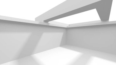 Soyut Beyaz Mimari Tasarım Konsepti. 3d Görüntüleme