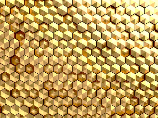 Luxe Gouden Glanzend Abstract Hexagon Achtergrond Render — Stockfoto