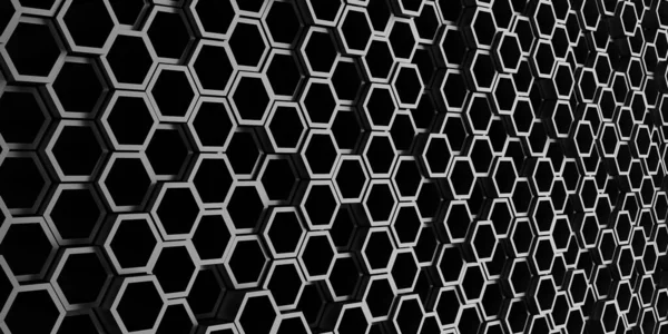 Chroom Metallic Hexagon Glanzende Futuristische Achtergrond Render — Stockfoto