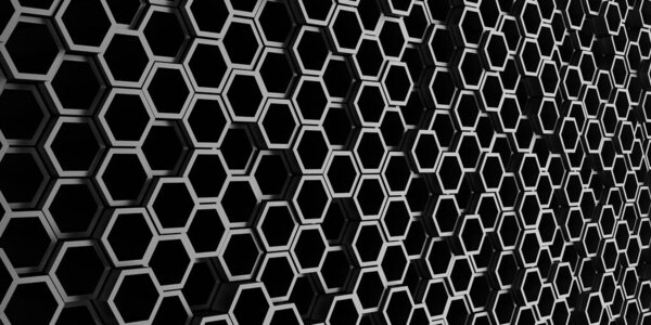 Chrome Metallic Hexagon Glossy Futuristic Background. 3d Render