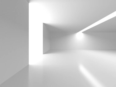 Aydınlatılmış koridor iç tasarımı. Boş Oda İç mimarisi. 3 Boyutlu Hazırlama