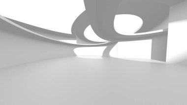 Beyaz Modern Arkaplan. Soyut Bina Konsepti. 3d Hazırlama