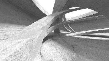 Soyut mimari arka plan. İçi boş beton döşeme. 3d hazırlayıcı