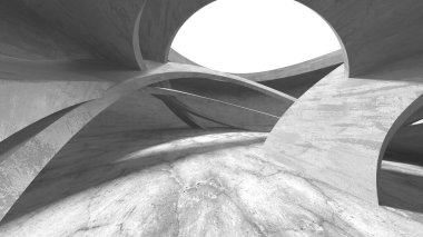 Dark Beton Duvar Mimarisi. Boş Oda. 3d Görüntüleme