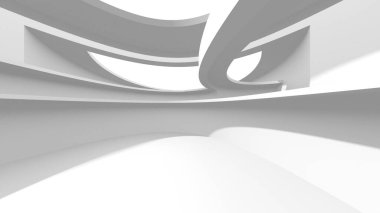 Aydınlatılmış koridor iç tasarımı. Boş Oda İç mimarisi. 3 Boyutlu Hazırlama