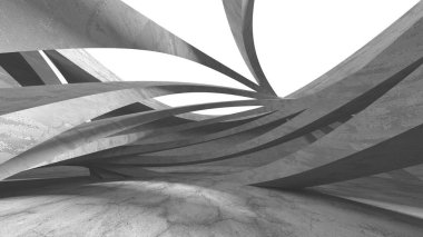 Soyut mimari arka plan. İçi boş beton döşeme. 3d hazırlayıcı