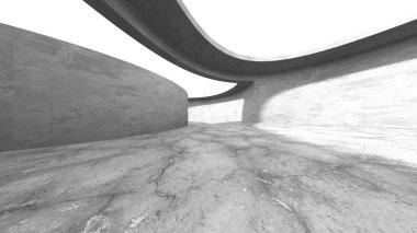 Soyut mimari arka plan. İçi boş beton döşeme. 3d hazırlayıcı