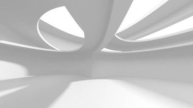 Soyut Beyaz Mimari Tasarım Konsepti. 3d Görüntüleme