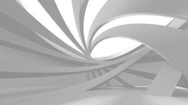 Beyaz Modern Arkaplan. Soyut Bina Konsepti. 3d Hazırlama