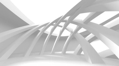 Beyaz Modern Arkaplan. Soyut Bina Konsepti. 3d Hazırlama