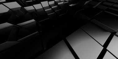 Soyut Karanlık Küpler Fütürist Tasarım Arkaplanı. 3d Görüntüleme