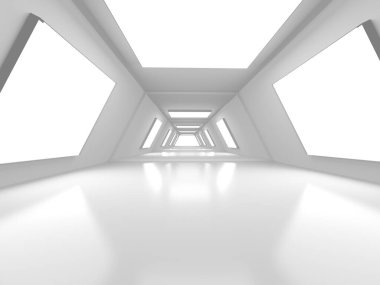 Soyut Beyaz Mimari Tasarım Konsepti. 3d Görüntüleme