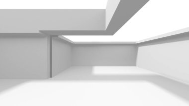 Aydınlatılmış koridor iç tasarımı. Boş Oda İç mimarisi. 3 Boyutlu Hazırlama