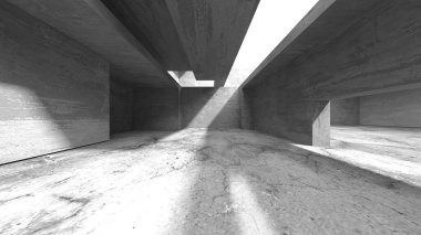 Soyut mimari iç plan. Boş beton oda. 3d hazırlayıcı