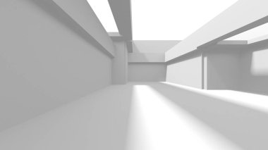 Beyaz Modern Arkaplan. Soyut Bina Konsepti. 3d Hazırlama