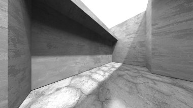 Soyut mimari iç plan. Boş beton oda. 3d hazırlayıcı