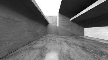 Soyut mimari iç plan. Boş beton oda. 3d hazırlayıcı