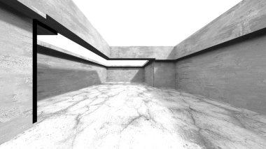 Soyut mimari arka plan. İçi boş beton döşeme. 3d hazırlayıcı