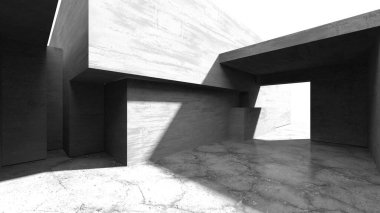 Soyut mimari arka plan. İçi boş beton döşeme. 3d hazırlayıcı