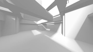 Beyaz Modern Arkaplan. Soyut Bina Konsepti. 3d Hazırlama