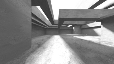 Soyut mimari arka plan. İçi boş beton döşeme. 3d hazırlayıcı